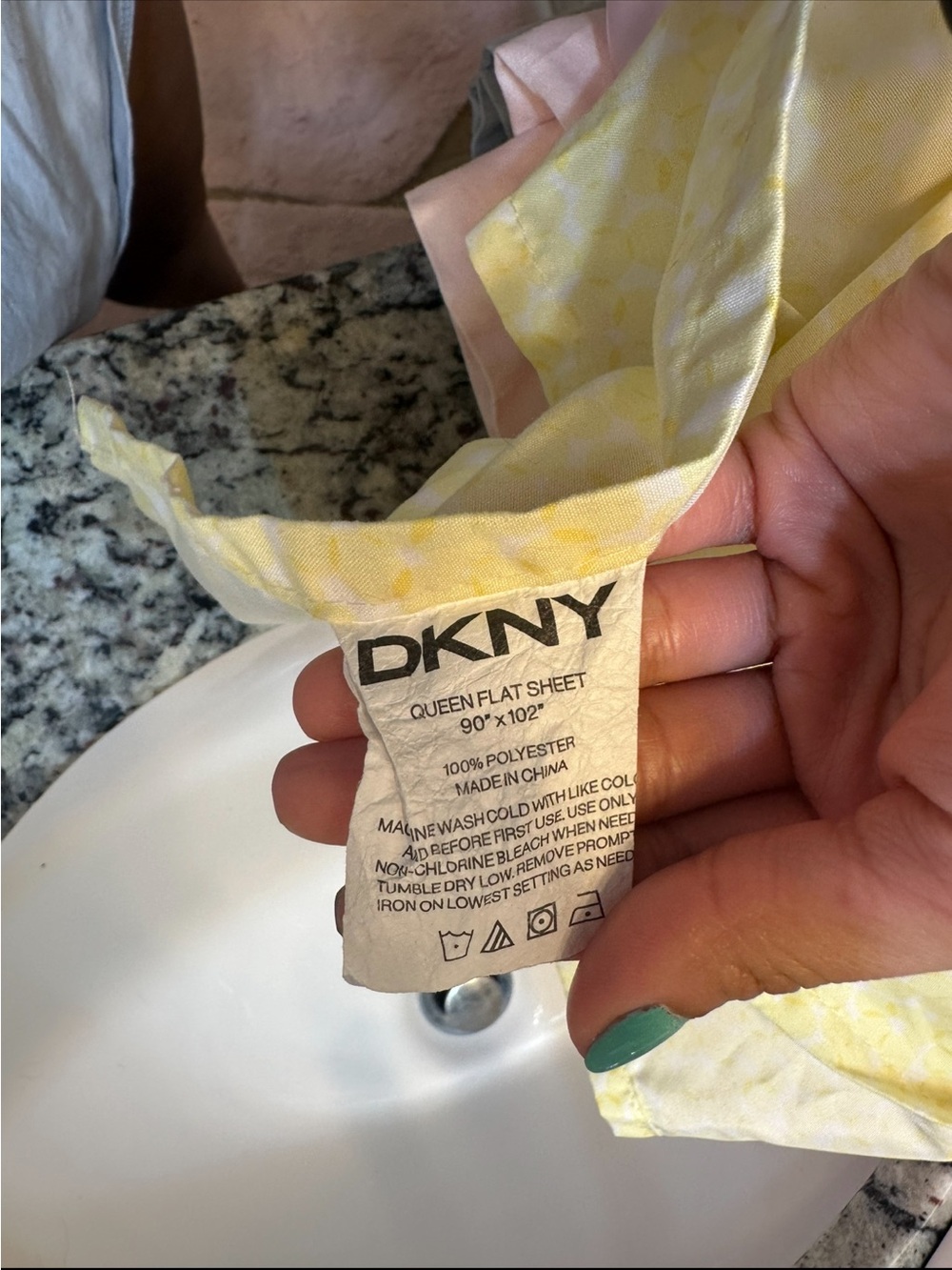 DKNY Yellow Floral Queen Flat Sheet
